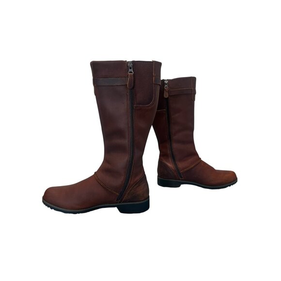 Sold Eddie Bauer Leather Tall Knee High Riding Boots 8 Women Brown Equestrian - Picture 2 of 16